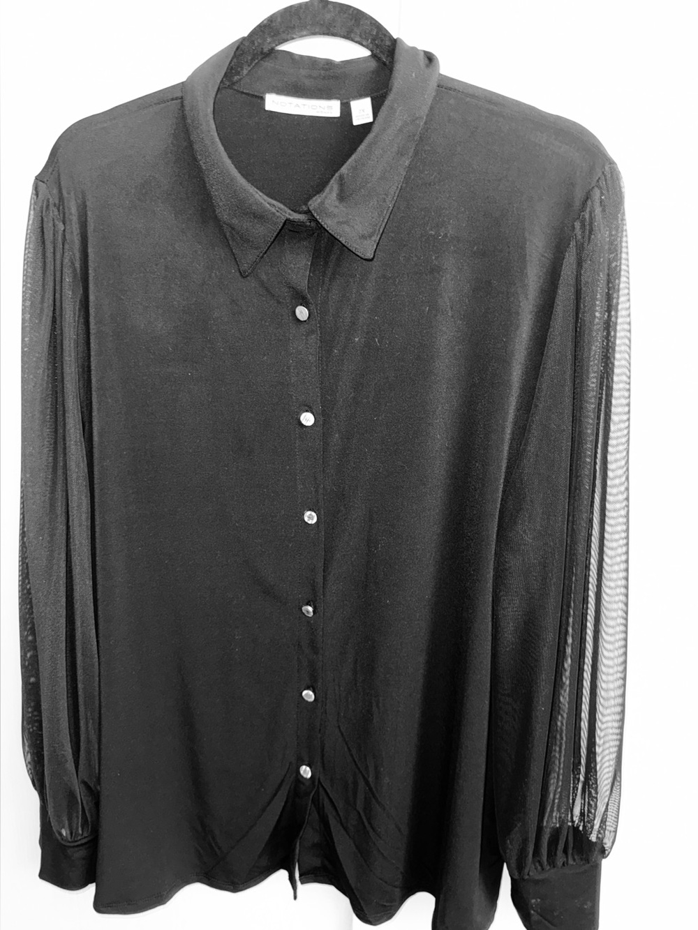 Notations Women Black long Sheer Balloon Sleeves Size 2X